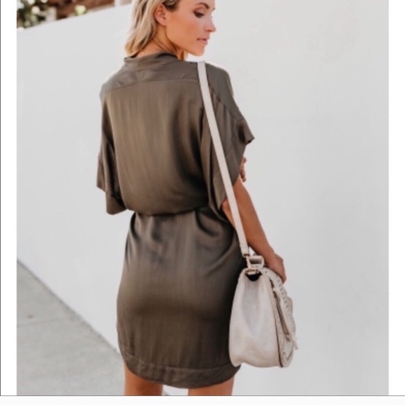 NWOT Boutique Kimono Dress - Olive Green - Picture 3 of 6